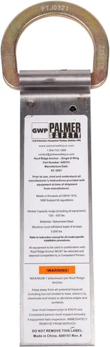 Vista 9 de Palmer Safety Soporte de anclaje de techo de acero temporal reutilizable para uso industrial y de construcción en madera/metal I OSHA/ANSI obediente