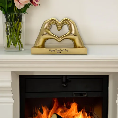 Vista 9 de Estatua de mano con forma de corazón dorada personalizada para novia, esposa, regalos del día de San Valentín para mujeres, parejas, decoraciones
