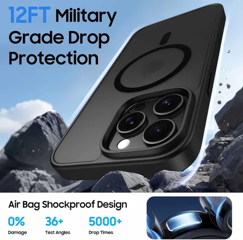 Vista 7 de Funda magnética para iPhone 12 Pro Max, cartera magnética desmontable con soporte para tarjetas, [compatible con MagSafe] grado militar, a prueba