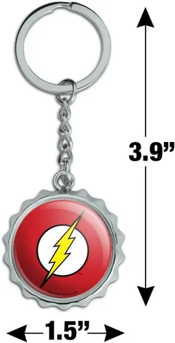 Vista 3 de The Flash Lightning Bolt Logo Llavero Metal cromado Pop Cap Abrebotellas