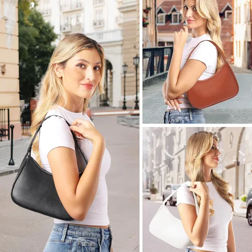 Vista 2 de Bolsos de hombro para mujer, elegante bolso tipo Hobo pequeño con cierre de cremallera