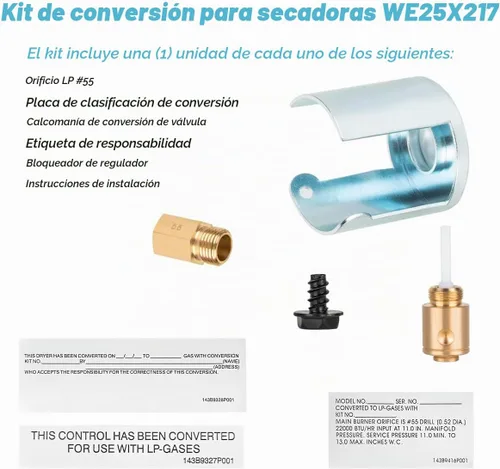 Vista 2 de Kit de conversión de propano líquido genuino OEM GE WE25X217 para secadoras de gas GE