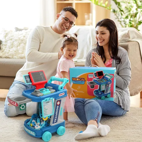 Vista 6 de Kit de médico para niños pequeños de 3 a 5 años, divertido juego de doctor para niñas de 2, 3, 4, 5 años, juguetes de vestir con carrito, disfraz