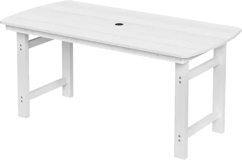 Vista 36 de Mesa de comedor rectangular para exteriores, mesa de polietileno de alta densidad resistente para 6, mesa de patio resistente a la intemperie