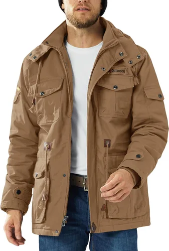 Vista 2 de MAGCOMSEN Men's Winter Coat Military Jacket Fleece Lined Parka Cotton Cargo Jacket