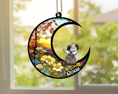 Vista 783 de LOVELYPOD Adorno de Navidad personalizado para perro Basset Hound (marrón) Basset Hound (marrón) adorno para atrapasoles de perro, razas de perros