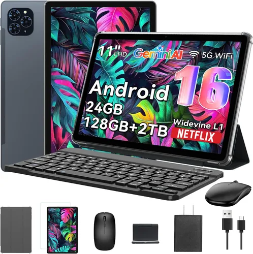 Vista 10 de TABWEE Tableta, 11 pulgadas 2K Android 16 tabletas con teclado 24GB+128GB