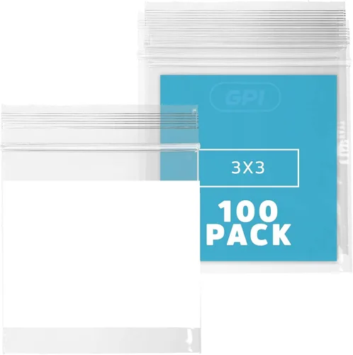 Vista 20 de GPI - Mini bolsas con cremallera de 1 x 1 pulgada, paquete de 100 bolsas de plástico transparente con cierre con cremallera con bloque blanco