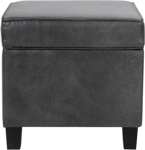 Vista 28 de HomePop Otomana Clásica Cuadrada de Almacenamiento con Tapa Desmontable Otomana con Almacenamiento para Sala de Estar y Dormitorio, Patrón de Negro