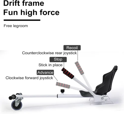Vista 7 de Accesorio de asiento Hoverboard de capacidad de 265 libras, 27 a 39 pulgadas de longitud ajustable, accesorio de Go Kart con asiento cómodo