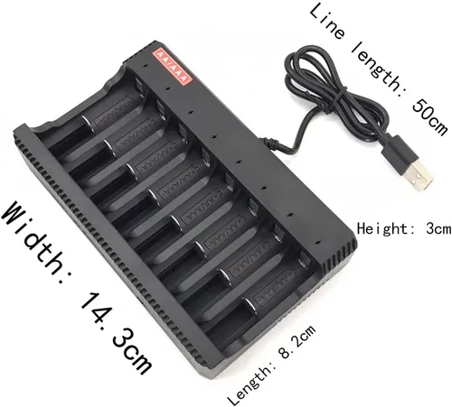 Vista 8 de Cargador de batería USB AA/AAA No. 5 No. 7 1.2V Níquel-metal hidruro de níquel-cadmio Batería de ocho ranuras Cargador inteligente Luz de giro