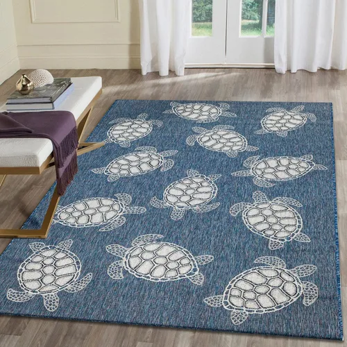 Vista 15 de Liora Manne Marina - Alfombra de área duradera de mezcla sintética tejida a máquina para interiores/exteriores - Gráfico contemporáneo océano global