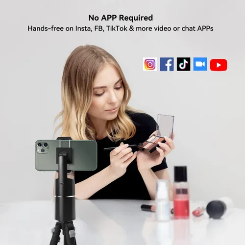 Vista 4 de Trípode de seguimiento facial automático, rotación de 360°, soporte de teléfono para cámara de teléfono, no requiere aplicación, batería recargable