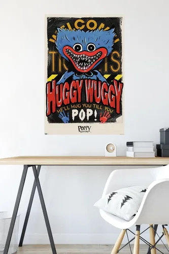 Vista 4 de Poppy Playtime - Póster de pared Huggy Wuggy, 34 pulgadas de largo x 22.4 pulgadas, versión sin marco
