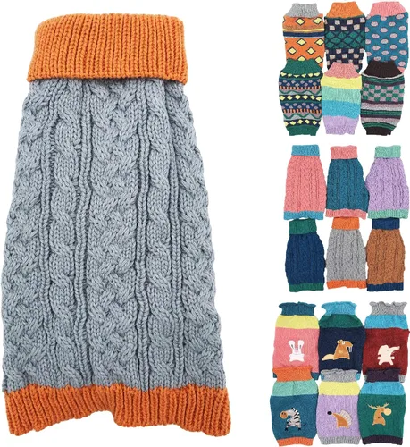 Vista 16 de Suéter de punto para perro, ropa de invierno cálida y suave para mascotas pequeñas y grandes (XL: longitud: 22 pulgadas, alce)
