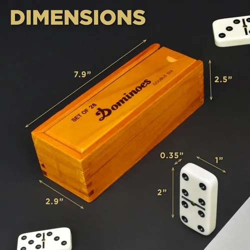 Vista 3 de Queensell Juego de dominó para adultos – Dominó – Juegos de mesa clásicos, juegos familiares de dominó dobles 6 para niños y adultos – Juego
