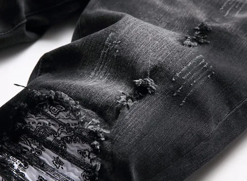 Vista 5 de TMMMT Jeans ajustados de ajuste recto lavado de moda para hombre