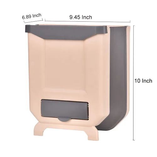 Vista 2 de BWGHBH Papelera colgante para puerta de armario de cocina, cubo de basura plegable para cocina, dormitorio, baño y automóvil (2.1 galones, caqui)