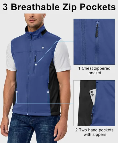Vista 4 de Little Donkey Andy Chaleco Softshell para hombre, ligero, resistente al Azul Tinta*