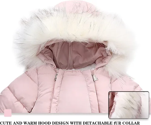 Vista 3 de Traje de nieve de forro polar cálido con capucha para bebé, abrigo de invierno con guantes y zapatos