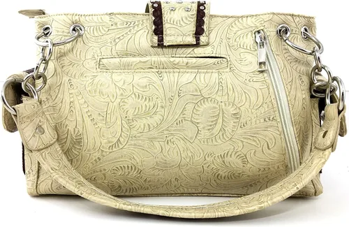 Vista 3 de Justin West Purse Laser Cut Rhinestone Plata hebilla cruz forma Concealed Carry Bolso