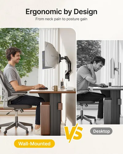 Vista 6 de monTEK Soporte de pared para monitor para pantallas ultraanchas de 17-57" hasta 59.4 libras, brazo de monitor individual de resorte de gas