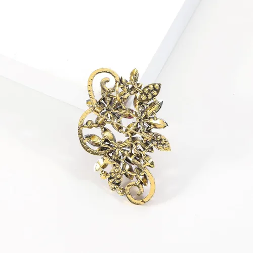 Vista 5 de YOQUCOL Broche de cristal austriaco rojo vintage con forma de flor para mujer