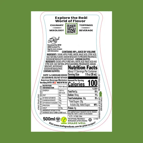 Vista 2 de Crisp Apple Reàl - Jarabe con infusión de puré de manzana, botella exprimible de 16.9 onzas líquidas (paquete de 3)
