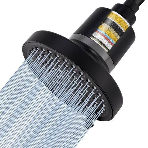 Vista 10 de Voolan Cabezal de ducha filtrado de 20 etapas, filtro de ducha de lluvia de alta presión para agua dura para eliminar el cloro y sustancias nocivas