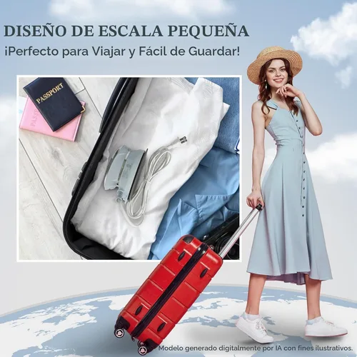 Vista 3 de PIOMATIC Mini plancha de viaje con vapor para ropa con doble voltaje, mini máquina de planchar portátil con suela antiadherente, plancha pequeña