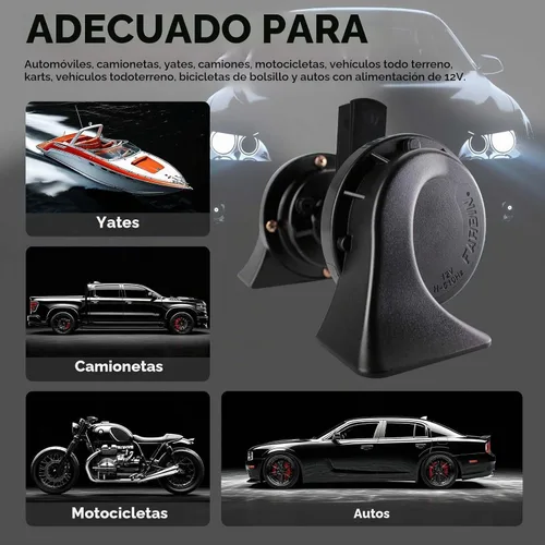 Vista 3 de FARBIN Bocina compacta para motocicleta de 12 V, bocinas de tono Daul súper