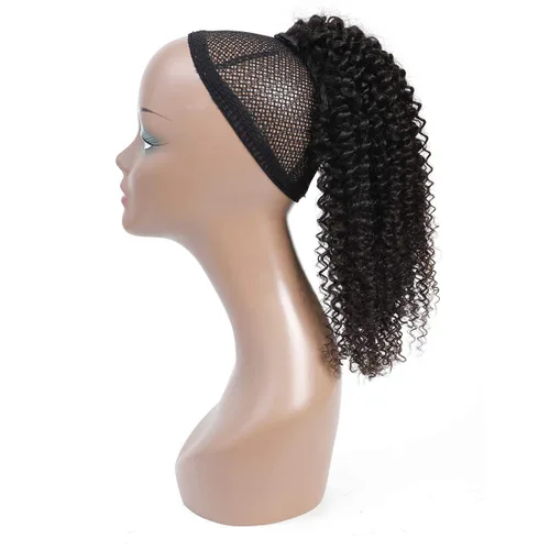 Vista 3 de Extensiones de cabello rizado para cola de caballo, cabello rizado para cola de caballo, extensión de cabello humano virgen brasileño