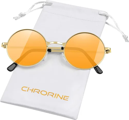Vista 13 de CHRORINE Gafas de sol hippie redondas de los años 70, lentes retro para mujeres y hombres, accesorio de fiesta, festival, moda, gafas de sol vintage