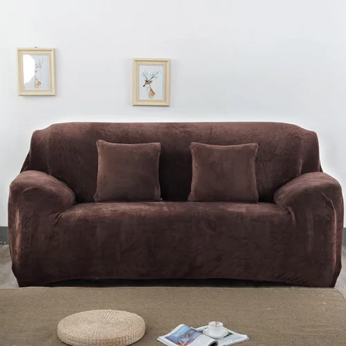 Vista 22 de vctops Funda elástica para sofá de 4 plazas de terciopelo de felpa, 1 pieza, con parte inferior elástica, protector de muebles suave y esponjoso