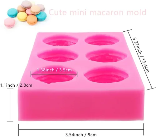 Vista 2 de Meiyouju - Molde de silicona para macarrones de 6 cavidades, molde para hamburguesas para chocolate, glaseado, decoración de pasteles, arcilla