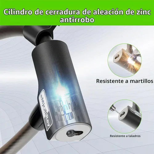 Vista 5 de Bloqueo de scooter de 4 pies – Bloqueo de cable antirrobo con soporte de montaje, se adapta a scooter eléctrico, bicicleta de carretera, bicicleta