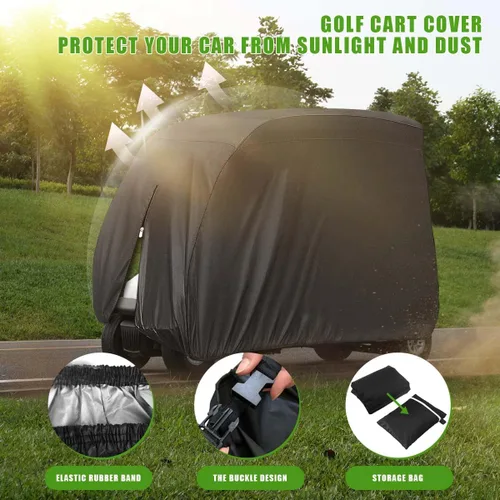 Vista 7 de KISEER Funda impermeable para carrito de golf 420D para 4 pasajeros para EZ GO Club Car Yamaha, a prueba de sol y polvo