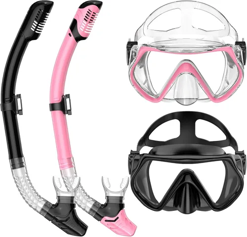 Vista 8 de Snorkeling Gear for Adults, Dry-Top Snorkel Set Scuba Diving mask, Snorkel Mask, Panoramic Anti-Leak Anti-Fog Tempered Glass Lens, Swimming Training