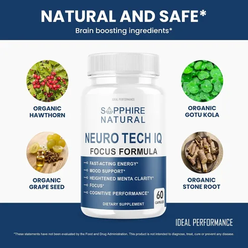 Vista 5 de Suplemento cerebral Neuro Tech IQ Neurotech Iq Focus Formula Píldoras (60 cápsulas)