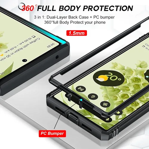 Vista 5 de LeYi Funda para Google Pixel 6: Funda para teléfono para Pixel 6 con cubierta deslizante para cámara + [2 paquetes] Protector de pantalla de vidrio