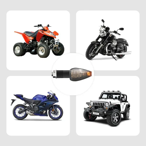 Vista 7 de 4 piezas de intermitentes para motocicleta, intermitentes delanteros y traseros de 14 LED con lámpara ámbar genial, luz de señal para motocicleta