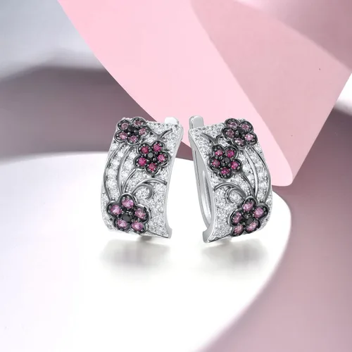 Vista 3 de Santuzza Aretes colgantes de plata de ley 925 con circonita cúbica para mujer