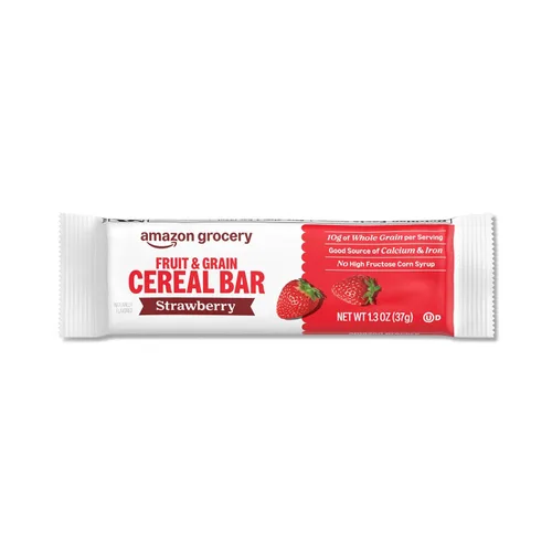 Vista 4 de Marca Amazon – Barras de cereales de frutas y cereales Happy Belly, fresa, 8