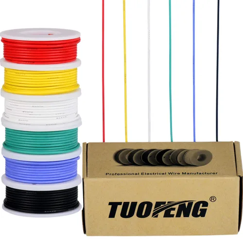 Vista 19 de TUOFENG Cable eléctrico de silicona de 22 AWG de 30 pies [15 pies negro y 15 pies rojo] 2 conductores de alambre paralelo cables de cobre estañado