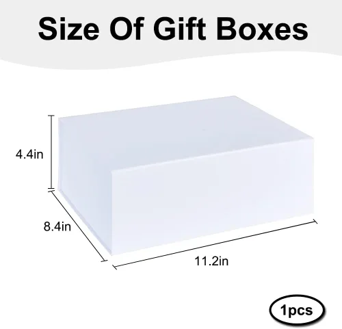 Vista 2 de BEISHIDA Caja de regalo blanca de 11 x 9 x 4.4 pulgadas, cajas de regalo con tapas de cierre magnético para embalaje de regalo, Día del Padre, Día