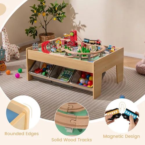 Vista 8 de GLACER Mesa de tren con almacenamiento, mesa de actividades de madera de 94