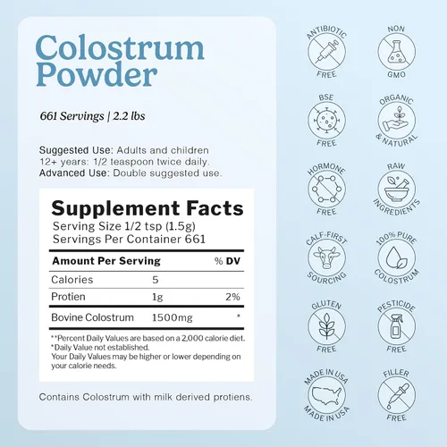 Vista 2 de Immune Tree - Polvo de calostro 100% bovino, 661 porciones, 2.2 libras (1 kilo), apoya el sistema inmunológico antienvejecimiento, saludable