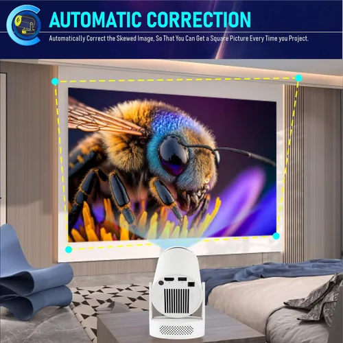 Vista 6 de Mini proyector portátil con alcance ultra corto, WiFi 6 y Bluetooth 5.4, soporte 4K, proyector inteligente Android 11 con más de 4000 aplicaciones