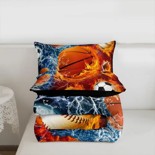 Vista 193 de Juego de ropa de cama de baloncesto para niños y adolescentes, juego de edredón deportivo para niños, tamaño matrimonial, suave, ligero, decoración