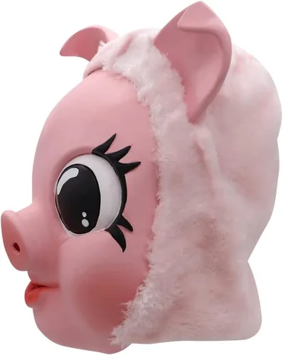 Vista 3 de Killing Eve Villanelle - Máscara de cerdo rosa para Halloween, disfraz de miedo